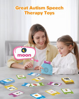 Talking Flash Cards for Toddlers 1 2 3 4 Year Olds, Montessori Language Learning with 224 Words, Pocket Speech Therapy and Autism Playthings, Children's Sensory Educational Device 224 Words English