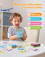 Talking Flash Cards for Toddlers 1 2 3 4 Year Olds, Montessori Language Learning with 224 Words, Pocket Speech Therapy and Autism Playthings, Children's Sensory Educational Device 224 Words English