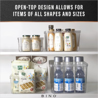 BINO | Plastic Storage Bins, Square - 3 Pack | THE LUCID COLLECTION | Multi-Use Bins | Built-In Handles | BPA-Free | Clear Containers | Fridge Organizer | Pantry & Home Organization 3PK - SQUARE