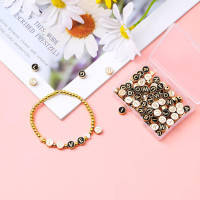 Sureio 114 Pcs Alloy Alphabet Letter Beads 8 mm Flat Round with Letter A-Z Plated Metal Initial Loose Spacer Beads for DIY Bracelet Necklace Earring Jewelry Craft Making(Black, Gold)