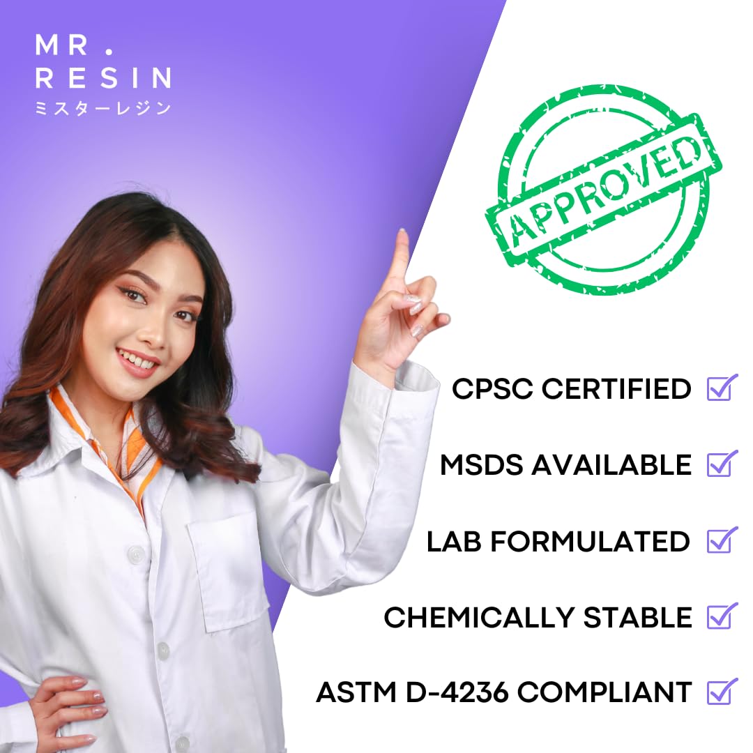 MR. RESIN UV Resin Crystal Clear UV Epoxy Resin for Crafts, Jewelry Making, Keychains, Molds, Doming, Rock Painting - Fast Curing with UV Lamp, LED, and Sunlight 500 Grams Original