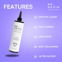 MR. RESIN UV Resin Crystal Clear UV Epoxy Resin for Crafts, Jewelry Making, Keychains, Molds, Doming, Rock Painting - Fast Curing with UV Lamp, LED, and Sunlight 500 Grams Original