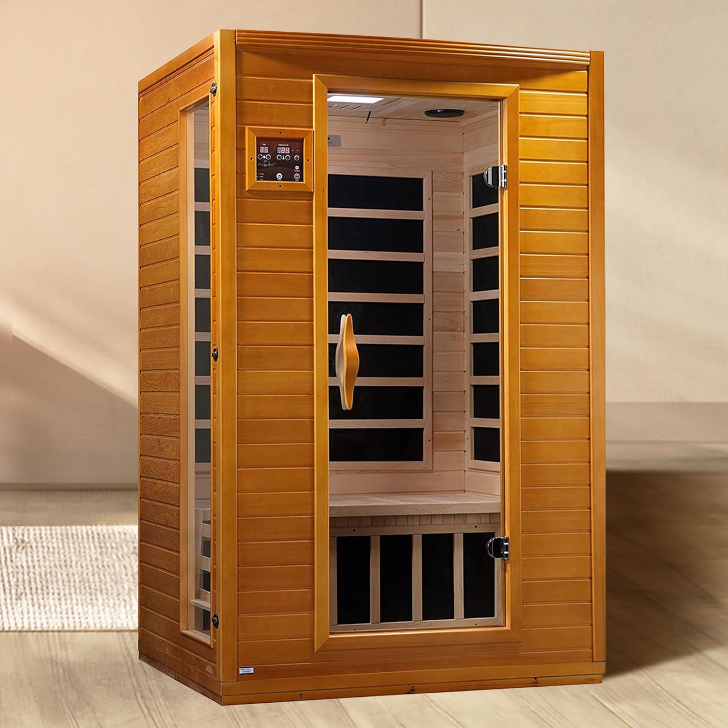 Dynamic Saunas Andora 2-Person Low EMF FAR Infrared Sauna with Red Light Therapy & Bluetooth Speakers | Personal Indoor Dry Heat Sauna for Home & Gym – Made from Canadian Hemlock