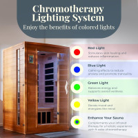 Dynamic Saunas Andora 2-Person Low EMF FAR Infrared Sauna with Red Light Therapy & Bluetooth Speakers | Personal Indoor Dry Heat Sauna for Home & Gym – Made from Canadian Hemlock