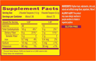 Metamucil 4 in 1 Daily Fiber Supplement Powder, Fiber Powder for Digestive Health and Regularity*, Sugar-Free, Orange, Naturally Sourced Psyllium Fiber, 72 teaspoons