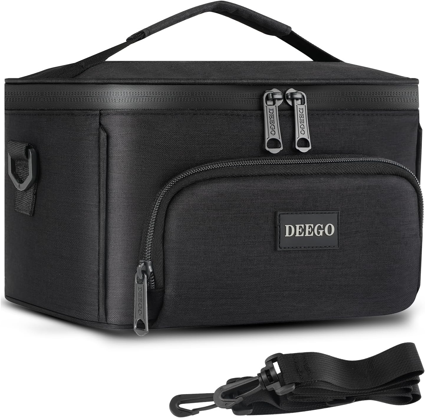 DEEGO Smell Proof Bag, Compact Smell Proof Container Stash Box Case Enduring Odorless Storage Bags with Detachable Shoulder Strap Removable Dividers for Men Black