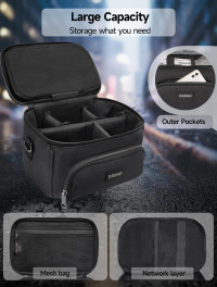 DEEGO Smell Proof Bag, Compact Smell Proof Container Stash Box Case Enduring Odorless Storage Bags with Detachable Shoulder Strap Removable Dividers for Men Black