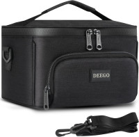 DEEGO Smell Proof Bag, Compact Smell Proof Container Stash Box Case Enduring Odorless Storage Bags with Detachable Shoulder Strap Removable Dividers for Men Black