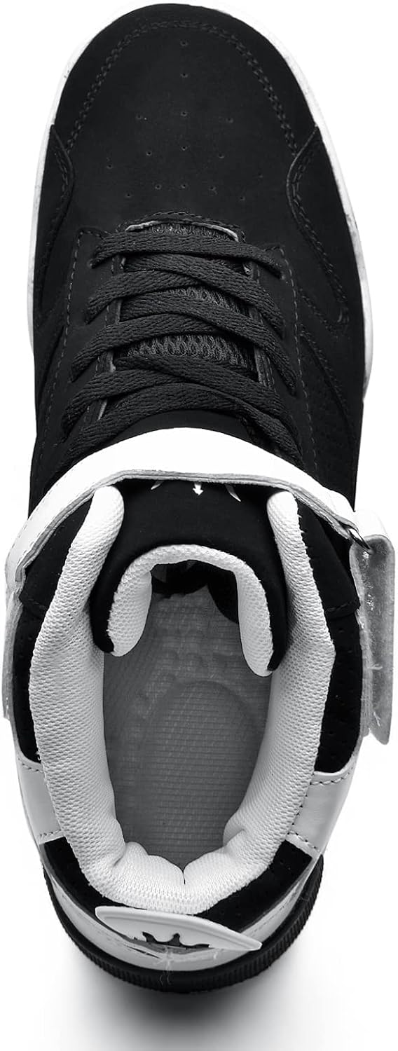 Shoes Men's High Top Fashion Sneakers Outdoor Casual Sports Shoes Training Leather Shoes Mens Flats 10.5 M729-black