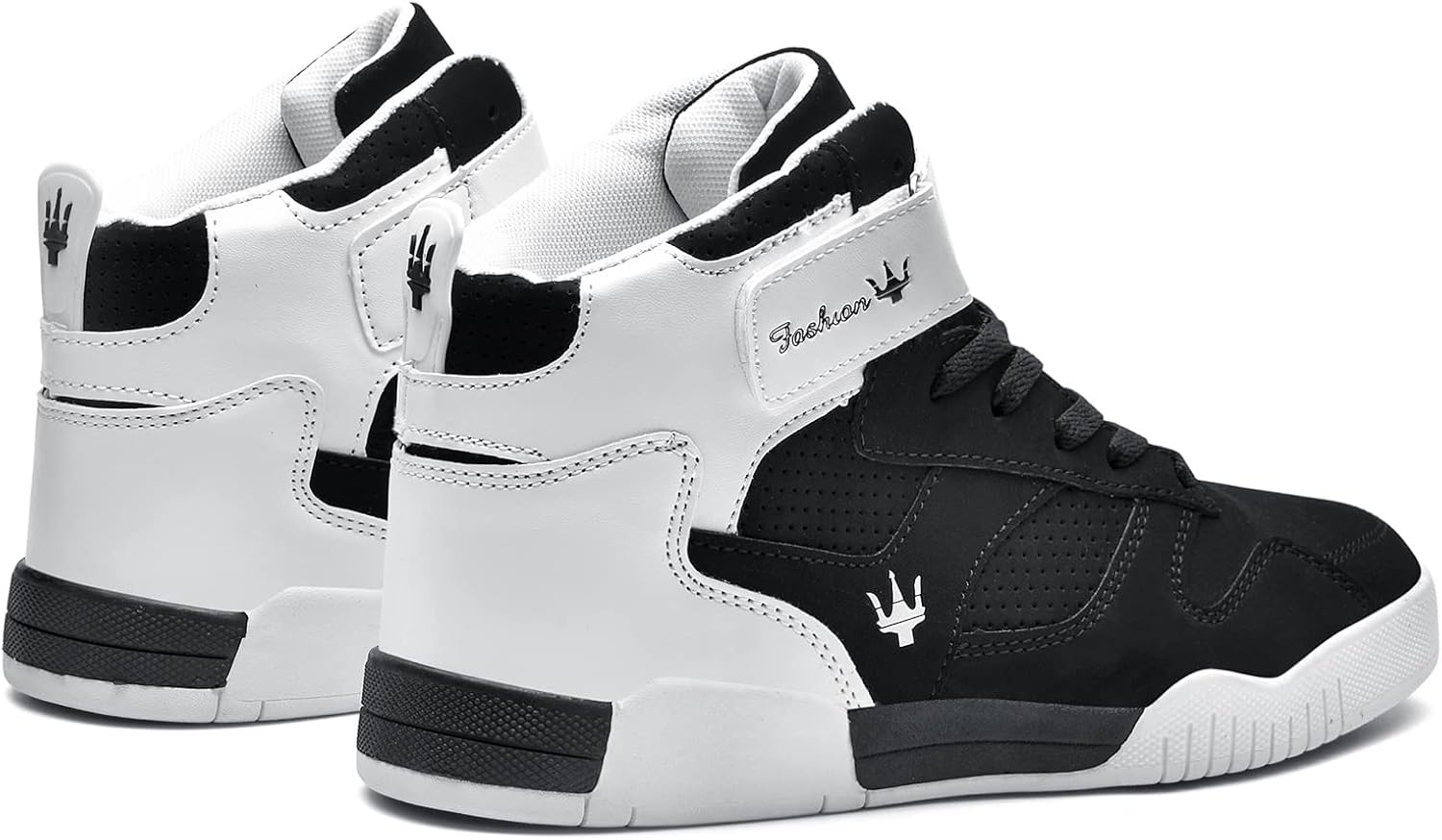 Shoes Men's High Top Fashion Sneakers Outdoor Casual Sports Shoes Training Leather Shoes Mens Flats 10.5 M729-black