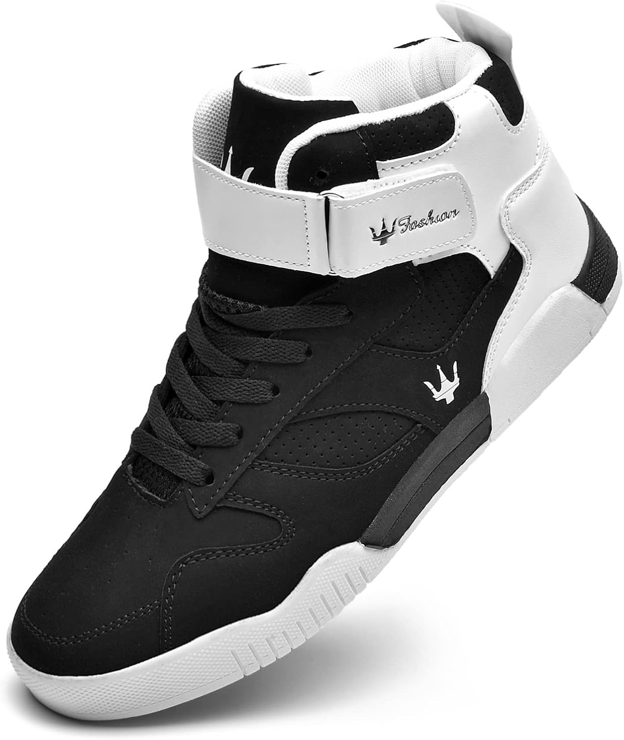 Shoes Men's High Top Fashion Sneakers Outdoor Casual Sports Shoes Training Leather Shoes Mens Flats 10.5 M729-black