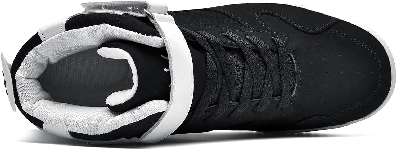 Shoes Men's High Top Fashion Sneakers Outdoor Casual Sports Shoes Training Leather Shoes Mens Flats 10.5 M729-black