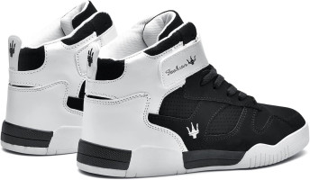 Shoes Men's High Top Fashion Sneakers Outdoor Casual Sports Shoes Training Leather Shoes Mens Flats 10.5 M729-black