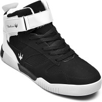 Shoes Men's High Top Fashion Sneakers Outdoor Casual Sports Shoes Training Leather Shoes Mens Flats 10.5 M729-black