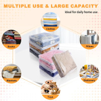 Clear Zippered Storage Bags Plastic Sweater Storage Bags with Zipper 6 Packs Clothing Organizer for Blankets Linen Sweater Bed Sheet Quilt Clothes Pillow (15.7 x 13.8 x 3.9 Inch) White 15.7 x 13.8 x 3.9 Inch