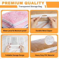 Clear Zippered Storage Bags Plastic Sweater Storage Bags with Zipper 6 Packs Clothing Organizer for Blankets Linen Sweater Bed Sheet Quilt Clothes Pillow (15.7 x 13.8 x 3.9 Inch) White 15.7 x 13.8 x 3.9 Inch