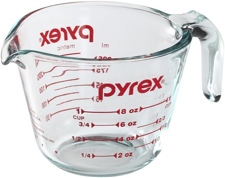 Pyrex Prepware 1 Cup Measuring Cup, Clear w/ Red Measurements (6001074)
