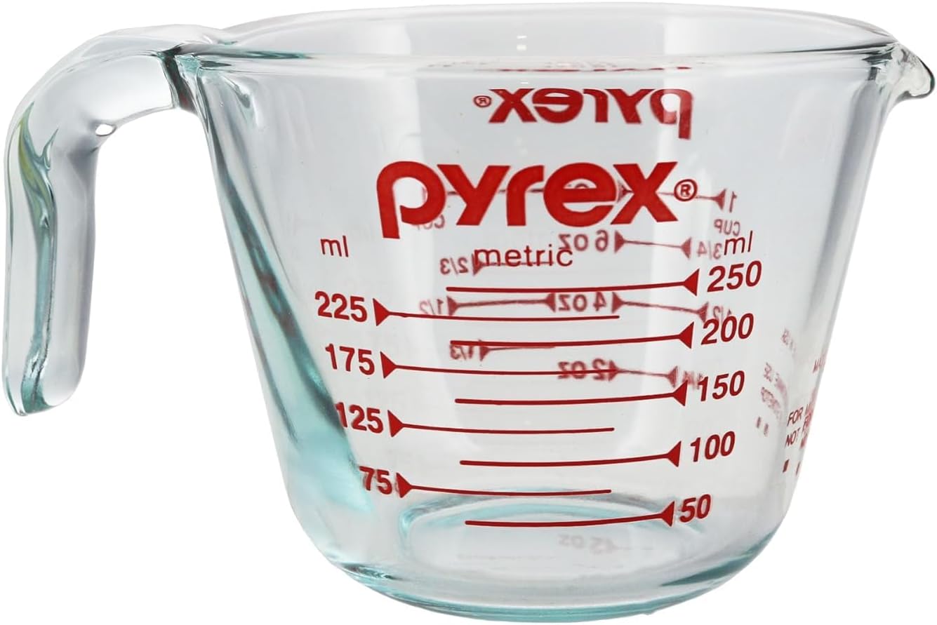 Pyrex Prepware 1 Cup Measuring Cup, Clear w/ Red Measurements (6001074)