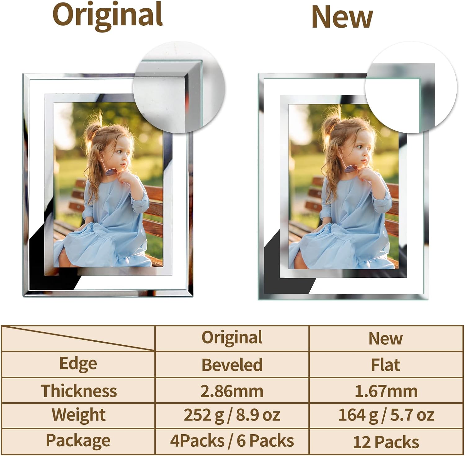 Hoikwo Bulk 4x6 Picture Frames, 12 Packs Silver Photo Frames 4 by 6, Glass Wedding Frames 4x6, Clear Mirror Wedding Photo Frames, Only for Tabletop Display Vertically or Horizontally