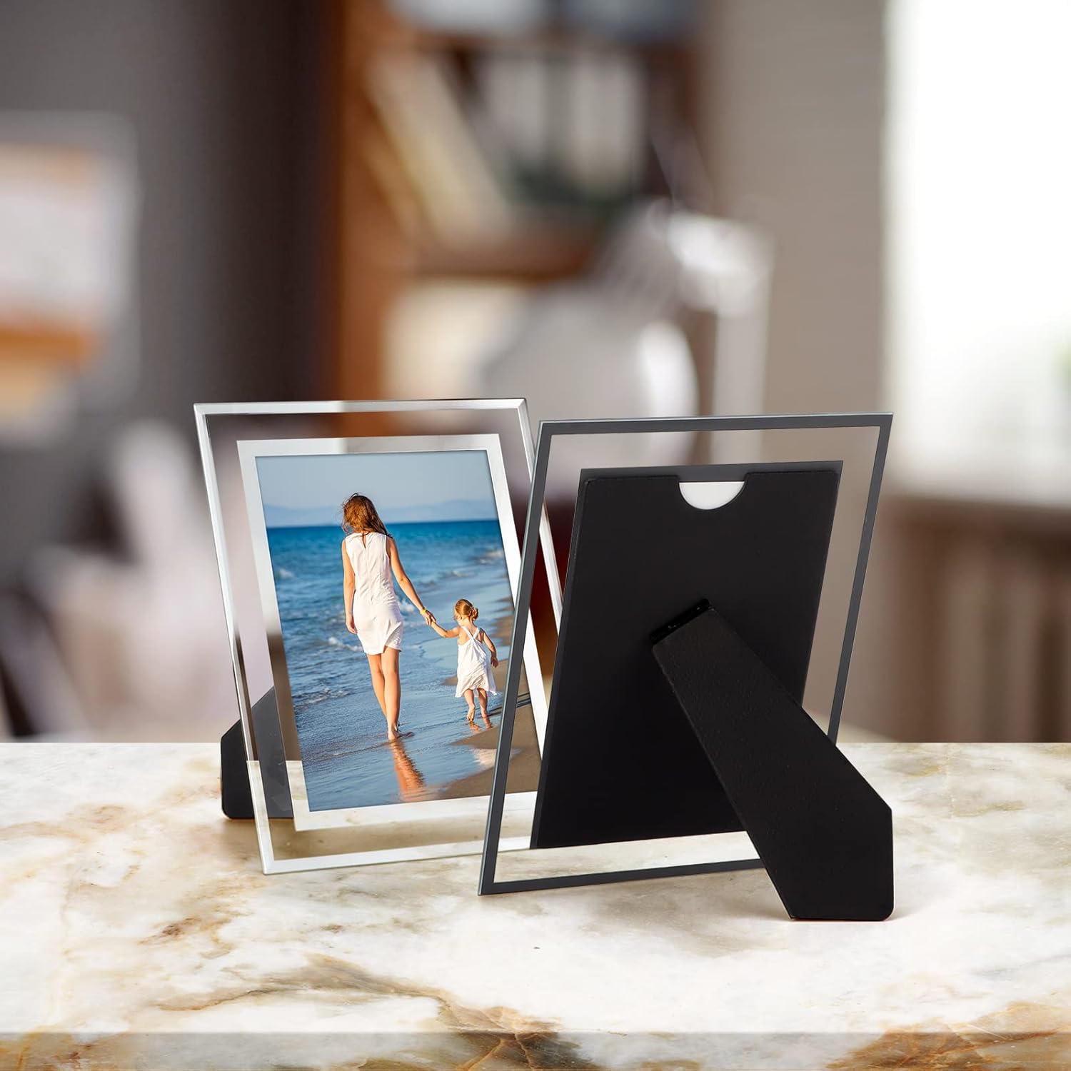 Hoikwo Bulk 4x6 Picture Frames, 12 Packs Silver Photo Frames 4 by 6, Glass Wedding Frames 4x6, Clear Mirror Wedding Photo Frames, Only for Tabletop Display Vertically or Horizontally