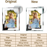 Hoikwo Bulk 4x6 Picture Frames, 12 Packs Silver Photo Frames 4 by 6, Glass Wedding Frames 4x6, Clear Mirror Wedding Photo Frames, Only for Tabletop Display Vertically or Horizontally