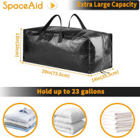 SpaceAid Heavy Duty Moving Bags 8 Pack, Large Storage Totes Bins with Backpack Straps, Strong Handles & Zippers, Packing Moving Boxes Supplies, College Dorm Room Essentials, Black 8 Pack Black