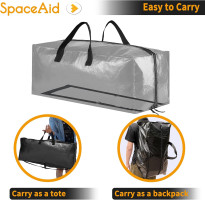 SpaceAid Heavy Duty Moving Bags 8 Pack, Large Storage Totes Bins with Backpack Straps, Strong Handles & Zippers, Packing Moving Boxes Supplies, College Dorm Room Essentials, Black 8 Pack Black