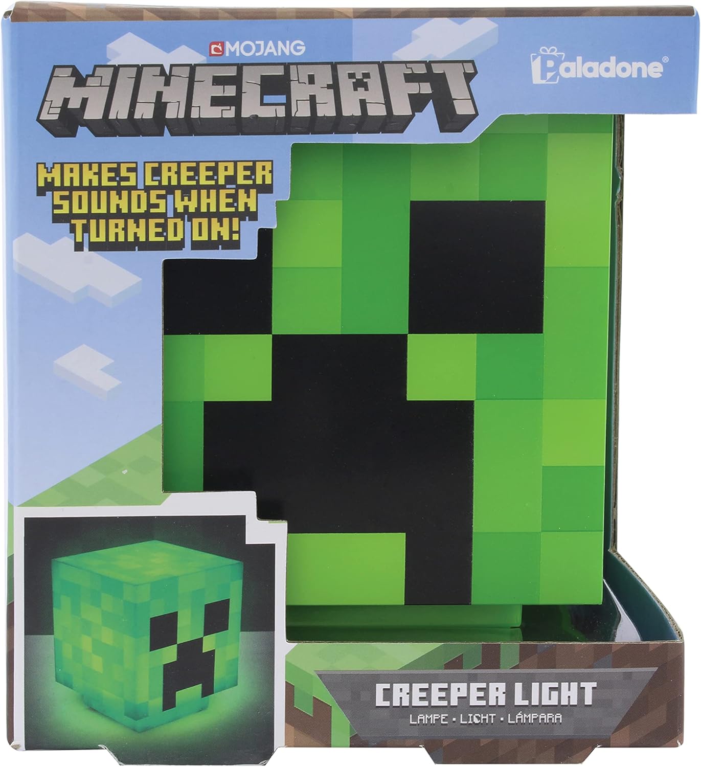 Paladone Minecraft Creeper Desk Light with Official Creeper Sounds, Handheld Night Light for Kids Room or Gamer Décor - Licensed Minecraft Gifts Creeper Light Green