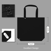 TOPDesign 1-Pack Super Strong Large 12oz Cotton Canvas Tote Bag, Reusable Grocery Shopping Cloth Bag, Fashionable Two-Tone Tote for Crafts, DIY Your Creative Designs 1 Black