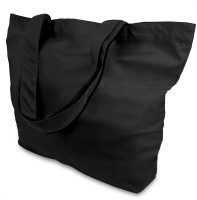 TOPDesign 1-Pack Super Strong Large 12oz Cotton Canvas Tote Bag, Reusable Grocery Shopping Cloth Bag, Fashionable Two-Tone Tote for Crafts, DIY Your Creative Designs 1 Black