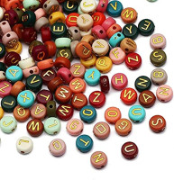 ToBeIT 1000pcs Color Gold Letter Beads Acrylic Alphabet Letters Bead 4x7mm Round Letter Beads for Jewelry Making, Bracelets, Necklaces, Key Chains(Gold) bg color-gold
