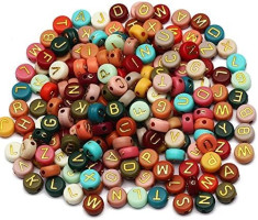 ToBeIT 1000pcs Color Gold Letter Beads Acrylic Alphabet Letters Bead 4x7mm Round Letter Beads for Jewelry Making, Bracelets, Necklaces, Key Chains(Gold) bg color-gold