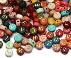 ToBeIT 1000pcs Color Gold Letter Beads Acrylic Alphabet Letters Bead 4x7mm Round Letter Beads for Jewelry Making, Bracelets, Necklaces, Key Chains(Gold) bg color-gold