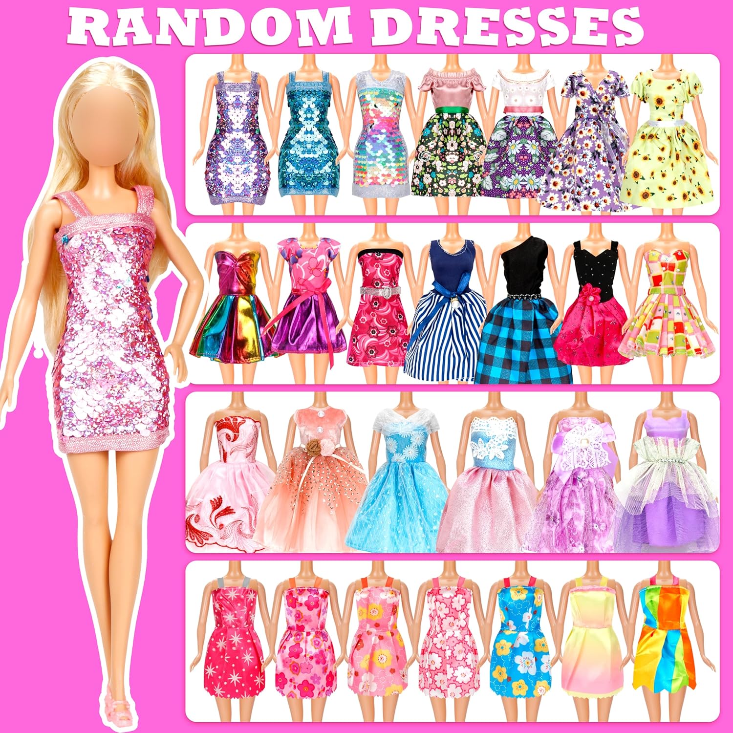 71 Pcs Doll Clothes and Accessories, 5 Wedding Gowns 5 Fashion Dresses 4 Slip Dresses 3 Tops 3 Pants 3 Bikini Swimsuits 20 Shoes for 11.5 inch Doll Christmas Stocking Stuffers Girls Gift Age 5-7 8-10