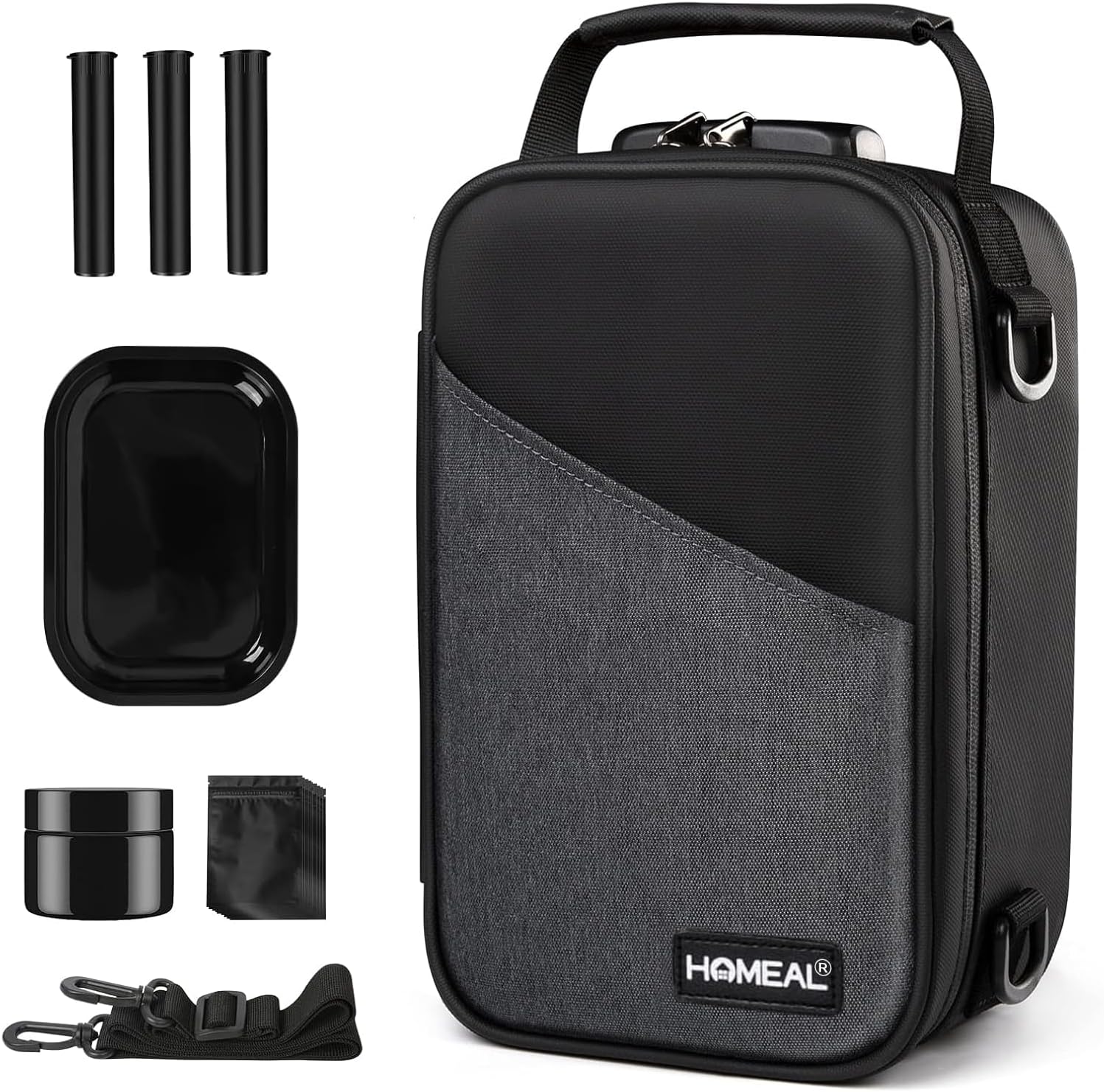 HOMEAL Smell Proof Bag with Combination Lock - Smell Proof Stash Box for Storage and Travel - Gift for Men/Women Black Large