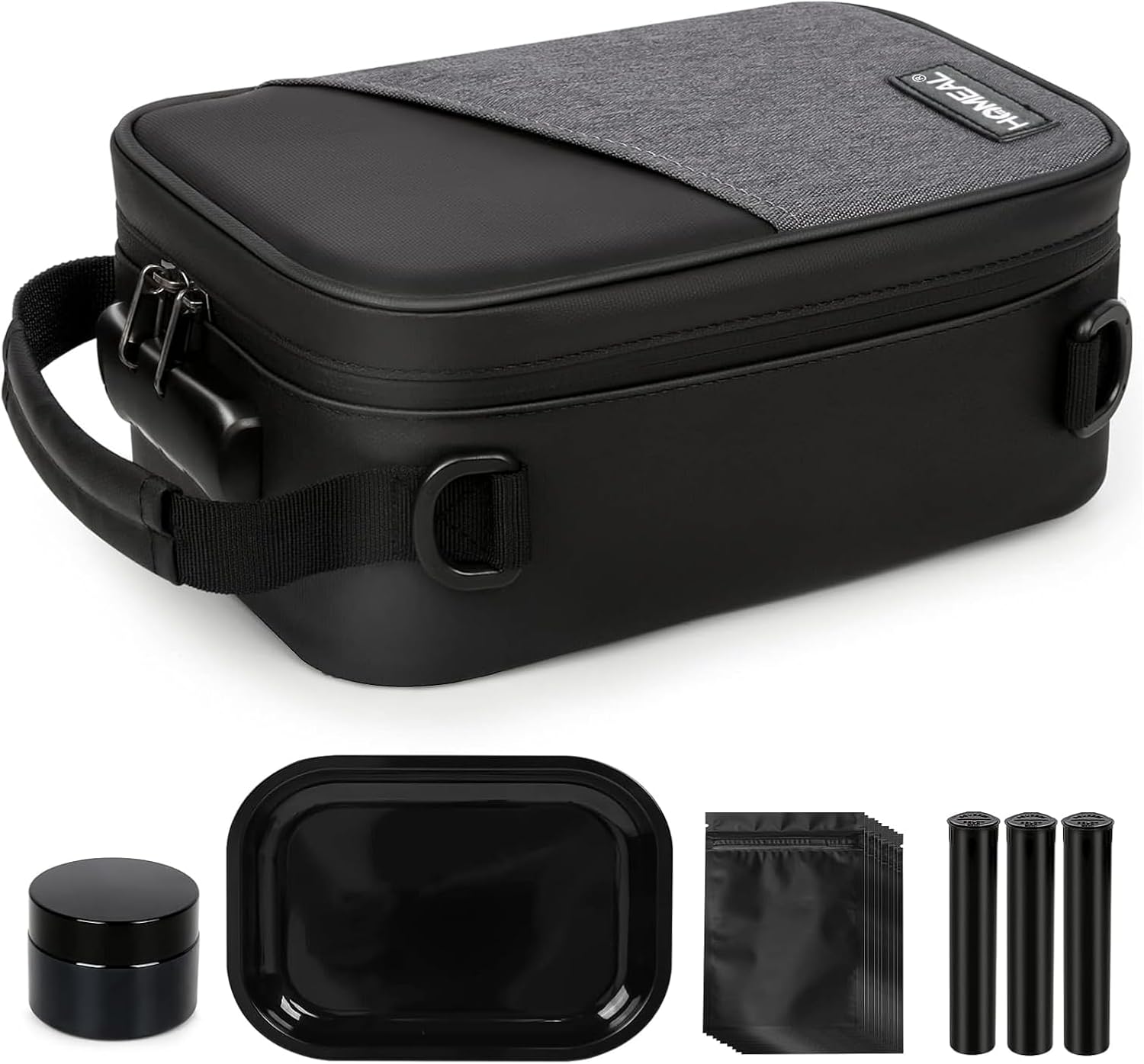 HOMEAL Smell Proof Bag with Combination Lock - Smell Proof Stash Box for Storage and Travel - Gift for Men/Women Black Large