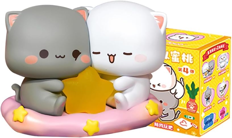 Mitao Cat Series 4 Blind Box Kawaii Figures Action Random Collection Guess Blind Bag Collectible Desktop Ornaments Cute Model Birthday Gift（1 Pack） Mitao Cat Series 4 1Pack