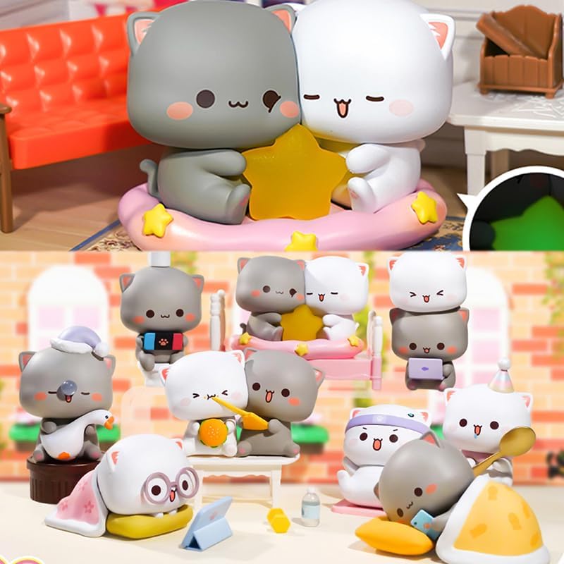 Mitao Cat Series 4 Blind Box Kawaii Figures Action Random Collection Guess Blind Bag Collectible Desktop Ornaments Cute Model Birthday Gift（1 Pack） Mitao Cat Series 4 1Pack