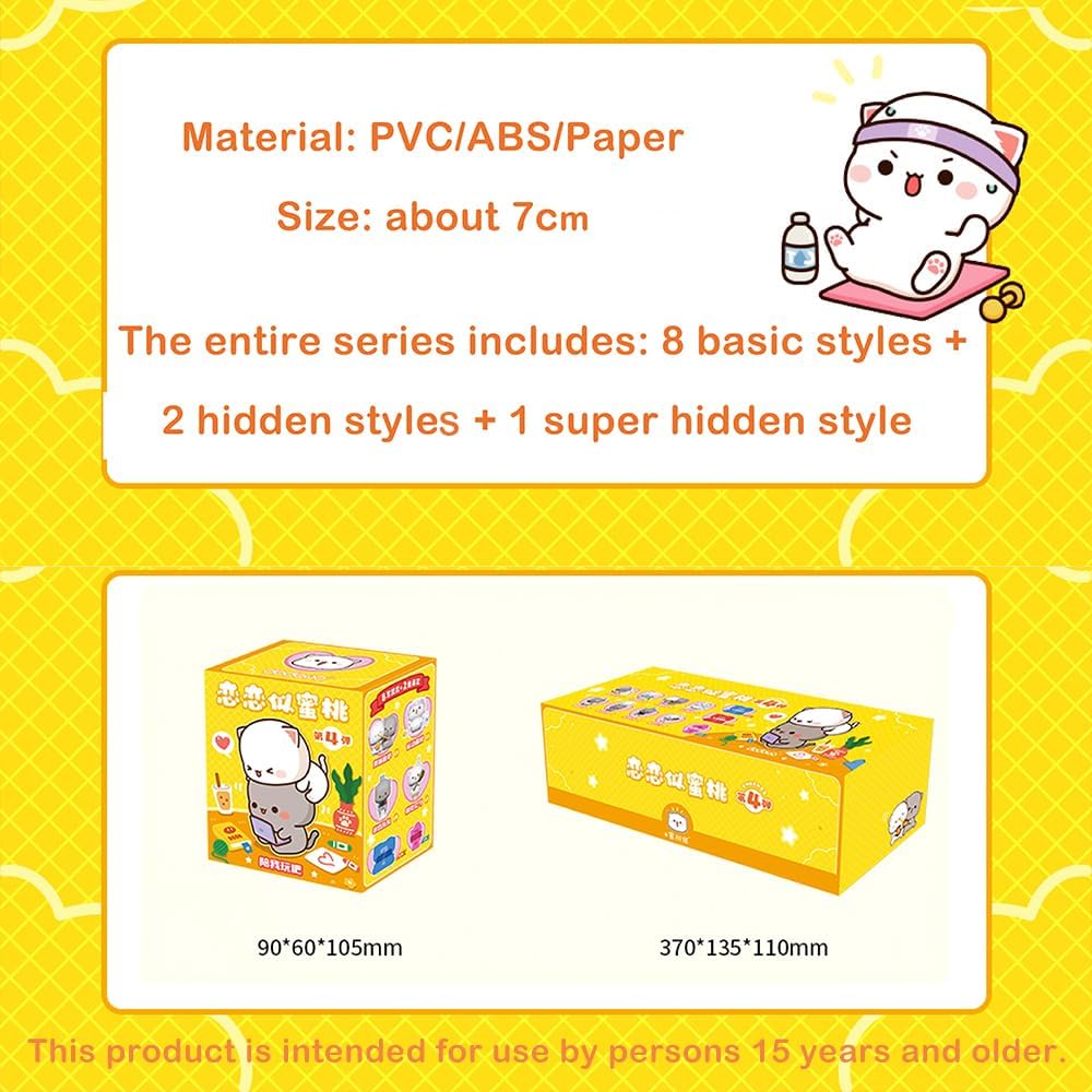 Mitao Cat Series 4 Blind Box Kawaii Figures Action Random Collection Guess Blind Bag Collectible Desktop Ornaments Cute Model Birthday Gift（1 Pack） Mitao Cat Series 4 1Pack