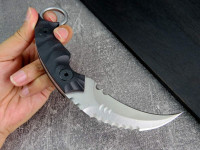 Ccanku C1691 Fixed Blade Knife D2 Steel G10 Handle 4 Inches,Outdoor Survival Claw Teeth Knife,Camping EDC Tools Silver