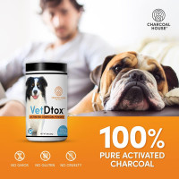 1qt Activated Charcoal Powder for All Kinds of Pets & Livestock, Dog, Cat, Chicken, Horses and More - for Diarrhea, Gas Relief, Liver Support