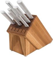 Rada Cutlery Knife Set with Oak Block – 7 Pc Stainless Steel Kitchen Knife Set with Aluminum Handles