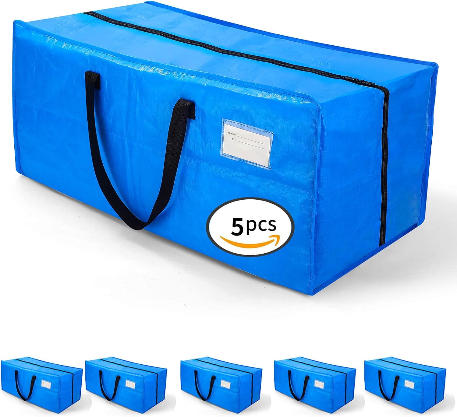 AlexHome Heavy Duty,Extra Large Packing Bags for Moving,Reusable Plastic Moving Totes,Clothes Storage Containers,Moving Supplies Bins,Compatible with Ikea Frakta Cart (Blue,Set of 5) X-Large (Set of 5)
