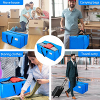 AlexHome Heavy Duty,Extra Large Packing Bags for Moving,Reusable Plastic Moving Totes,Clothes Storage Containers,Moving Supplies Bins,Compatible with Ikea Frakta Cart (Blue,Set of 5) X-Large (Set of 5)