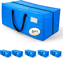 AlexHome Heavy Duty,Extra Large Packing Bags for Moving,Reusable Plastic Moving Totes,Clothes Storage Containers,Moving Supplies Bins,Compatible with Ikea Frakta Cart (Blue,Set of 5) X-Large (Set of 5)