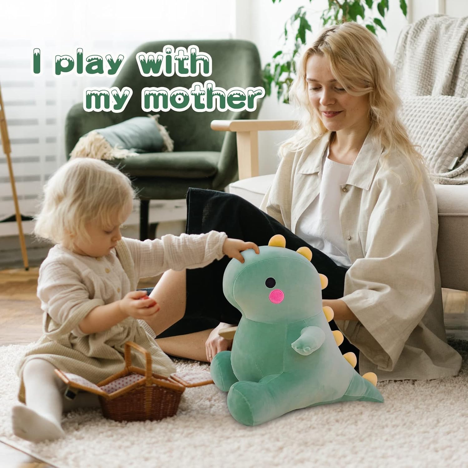 Cute Fat Dinosaur Plush Toys, Soft Stuffed Animals Toys Dolls, Dino Plushies, Cute Birthday Gifts for Kids Girls Boys (Green,8in) Green 8in