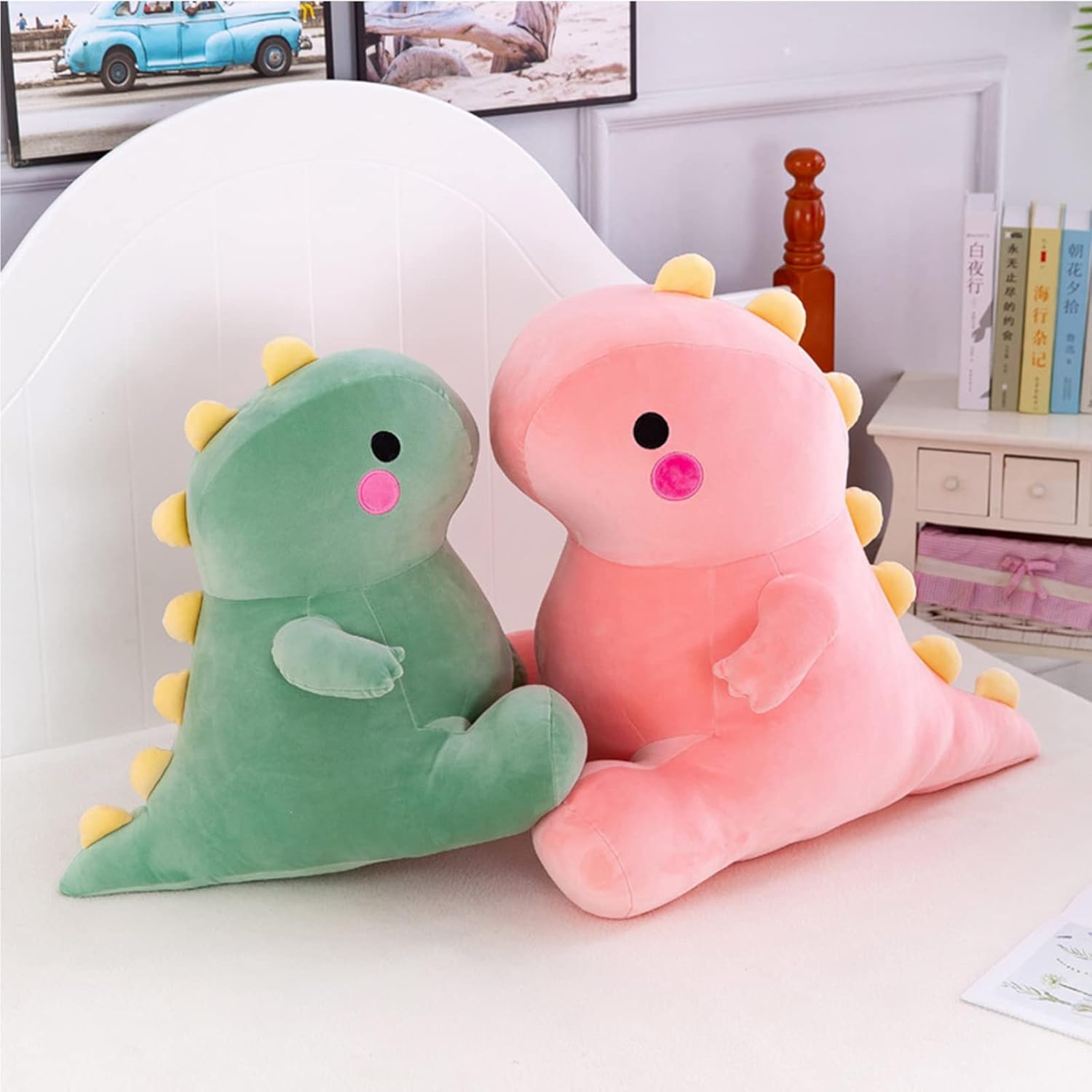 Cute Fat Dinosaur Plush Toys, Soft Stuffed Animals Toys Dolls, Dino Plushies, Cute Birthday Gifts for Kids Girls Boys (Green,8in) Green 8in