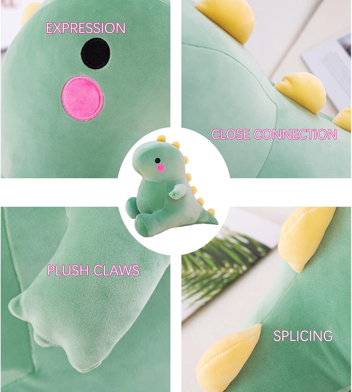 Cute Fat Dinosaur Plush Toys, Soft Stuffed Animals Toys Dolls, Dino Plushies, Cute Birthday Gifts for Kids Girls Boys (Green,8in) Green 8in