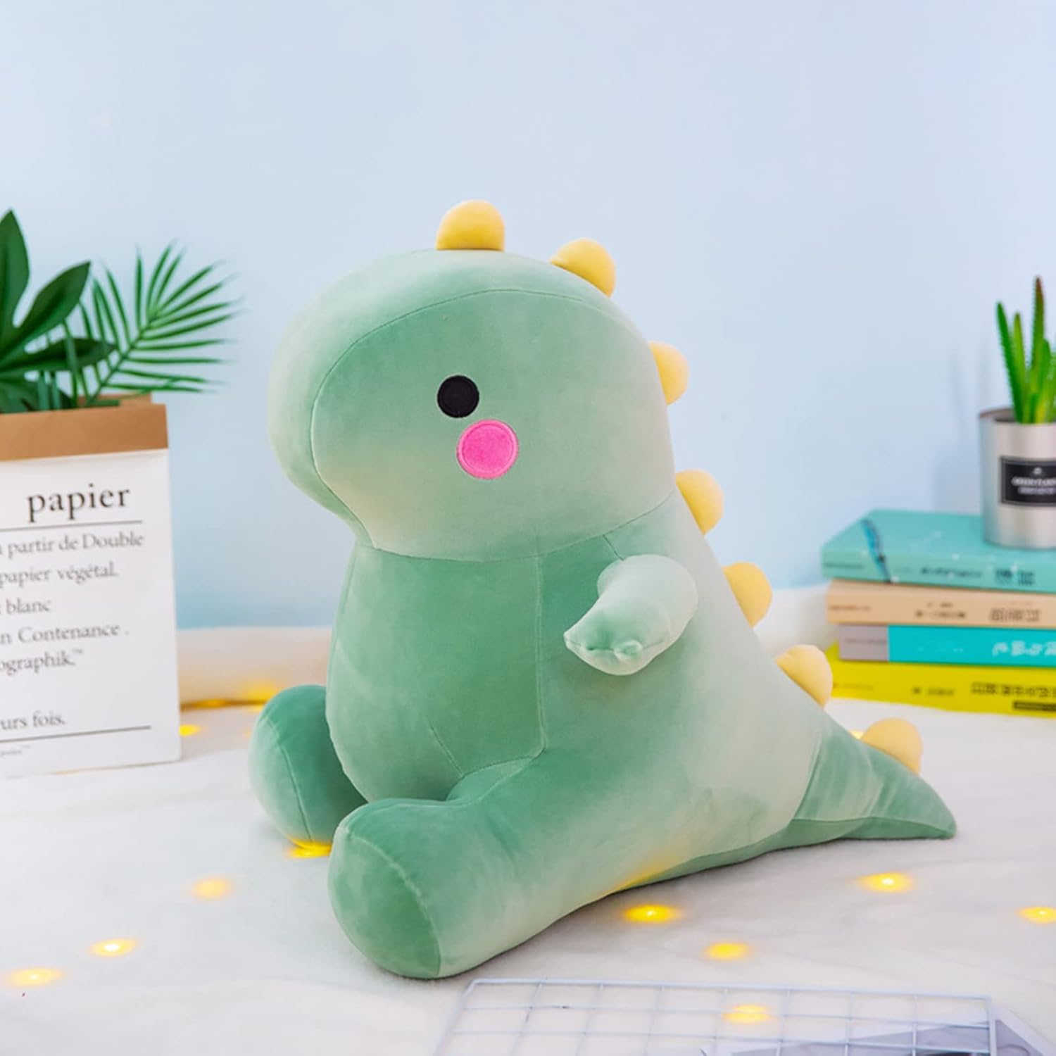 Cute Fat Dinosaur Plush Toys, Soft Stuffed Animals Toys Dolls, Dino Plushies, Cute Birthday Gifts for Kids Girls Boys (Green,8in) Green 8in