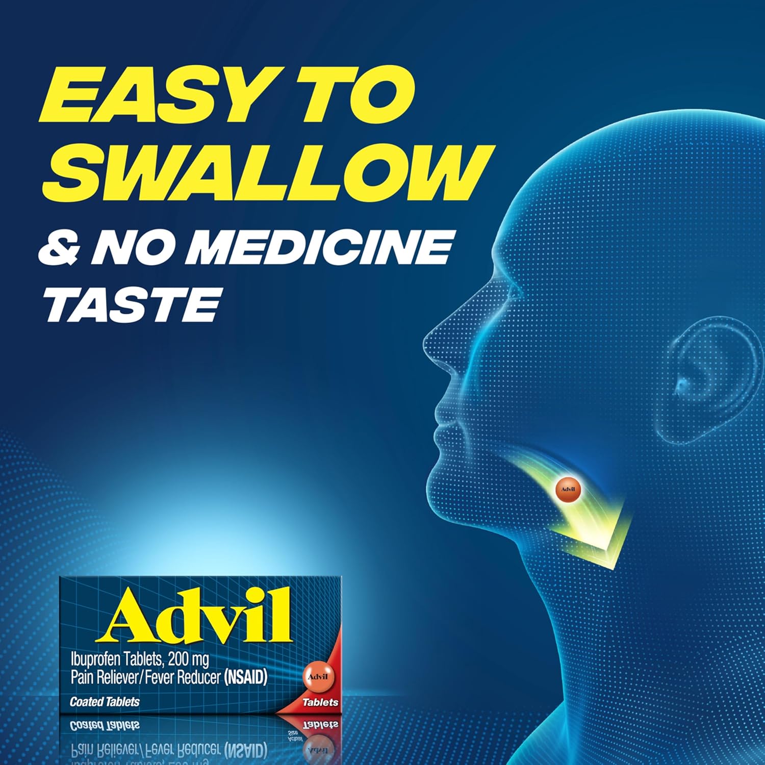 Advil Pain Reliever and Fever Reducer, Pain Relief Medicine with Ibuprofen 200mg for Headache, Backache, Menstrual Pain and Joint Pain Relief - 50x2 Coated Tablets